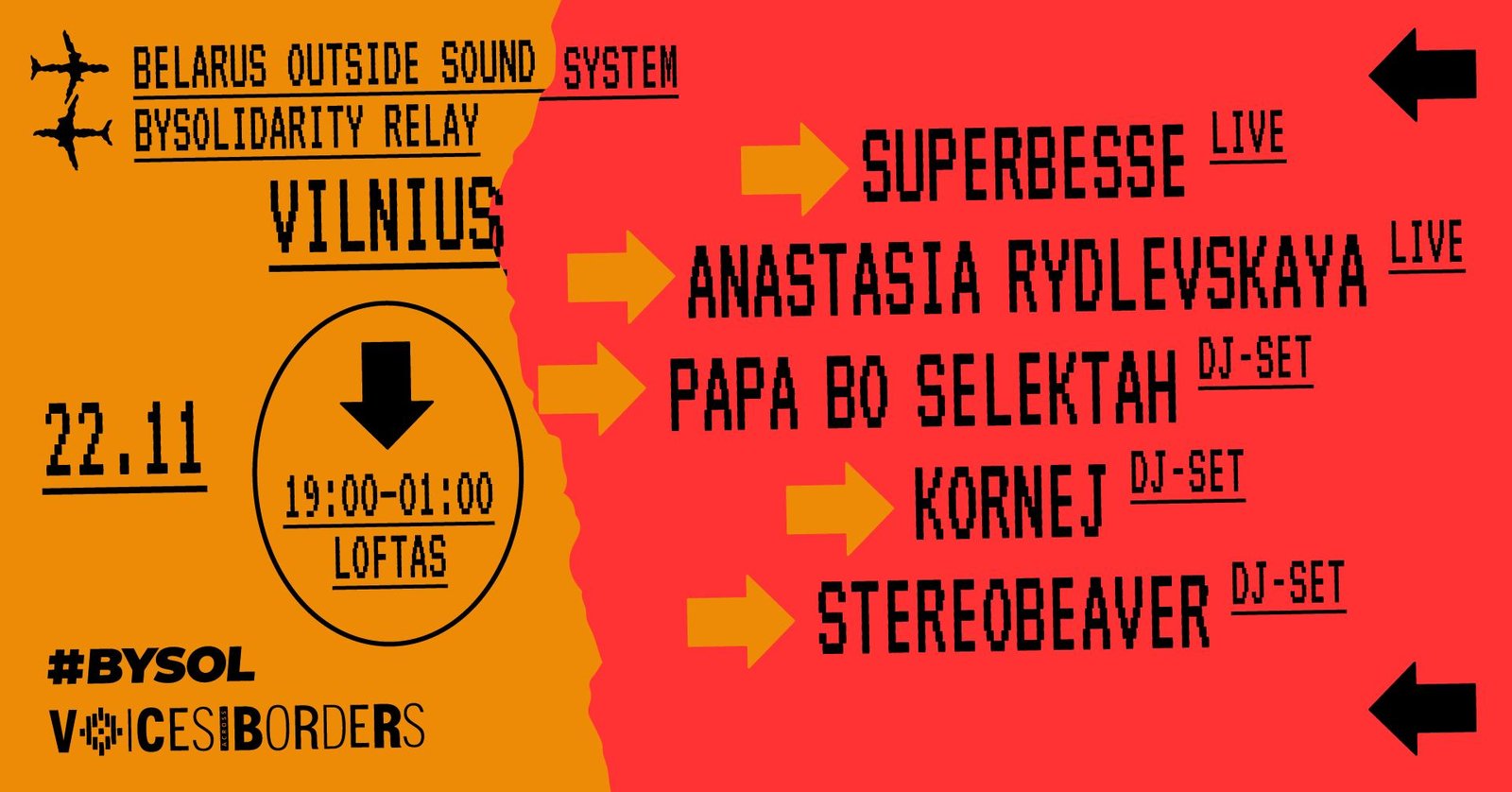 Фестываль Belarus Outside Sound System X BYSOLidarity Relay у Вільнюсе
